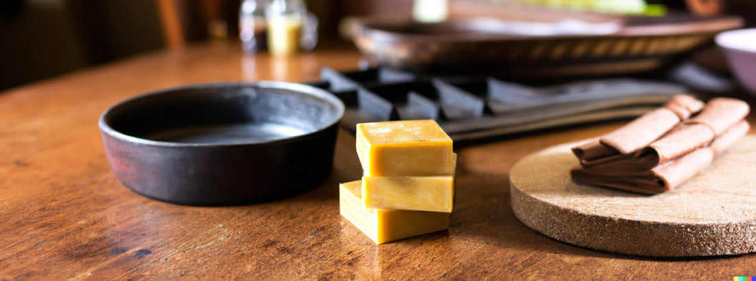 Cast iron pan maintenance with beeswax seasoning  I'm a bit of a cast iron  addict. This is one of my four pans getting a dose of love from our beeswax  seasoning.